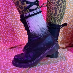 DOC MARTENS 1490 WITH CUSTOM GENUINE LEATHER FUR ON EMBELLISHMENT